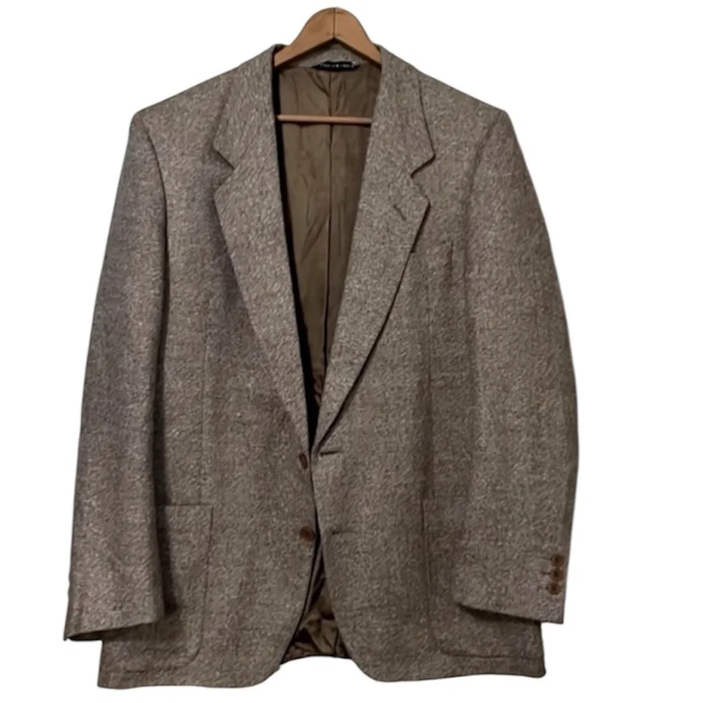 Abriani Made In Italy Mens Brown Tan Cream Tweed Blazer Sport Coat Jacket